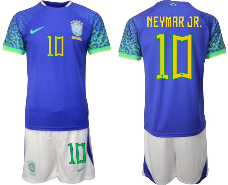 Men 2022 World Cup National Team Brazil away blue 10 Soccer Jerseys